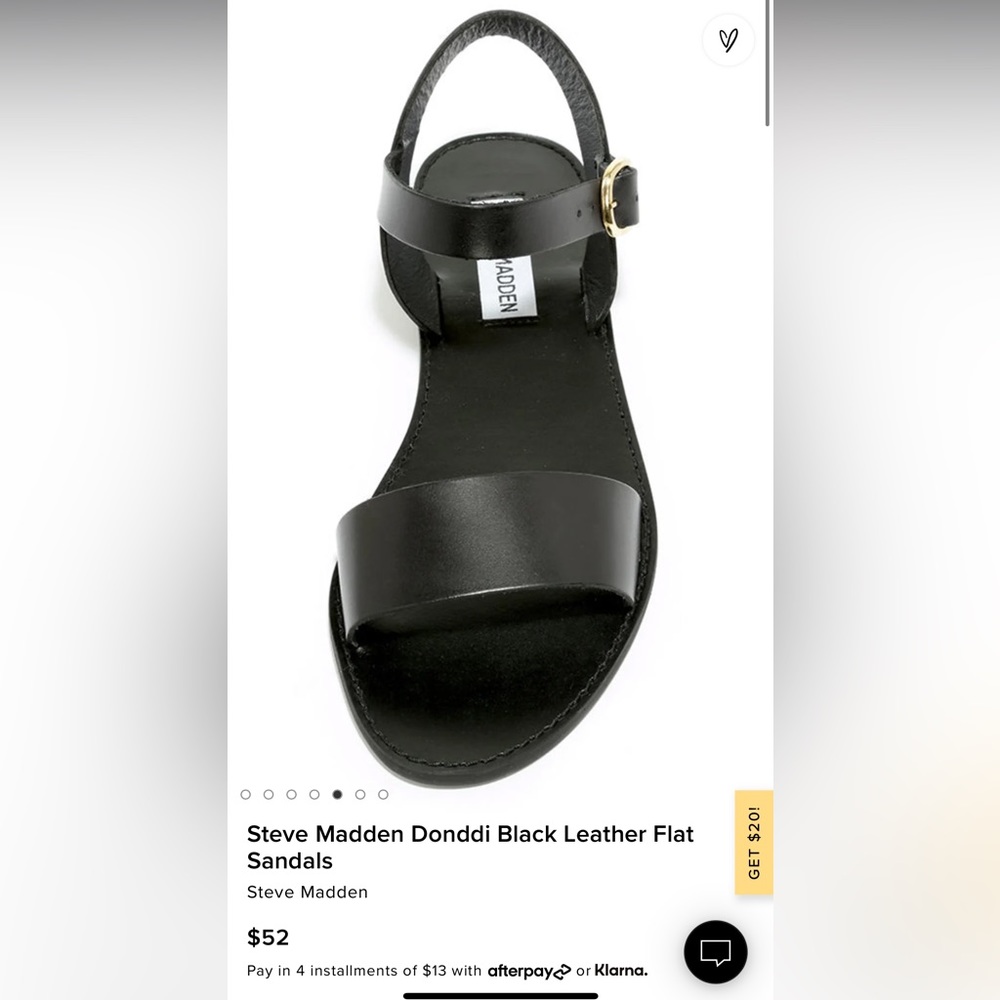 Steve Madden Black Leather Donddi Flat Sandals